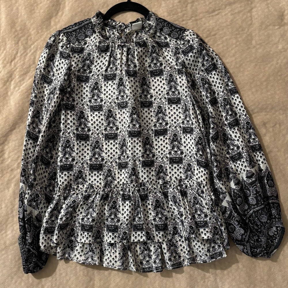 Anthropologie 100% silk printed blouse